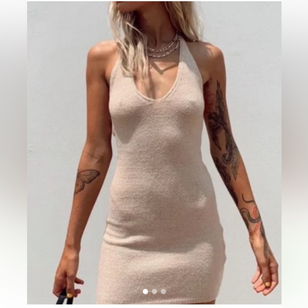 Princess Polly Beige Sleeveless Knit Mini Dress